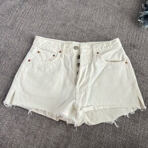 Grlfrnd white denim shorts. Size 25